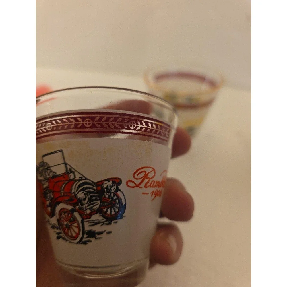 Vintage Hazel Atlas Antique Car Low Ball‎ Glasses - Set of 3